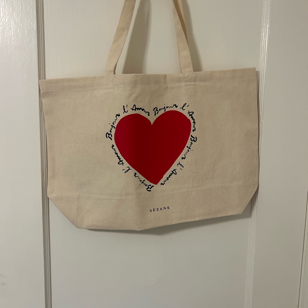 Sézane Bonjour L’Amour Heart Tote Bag